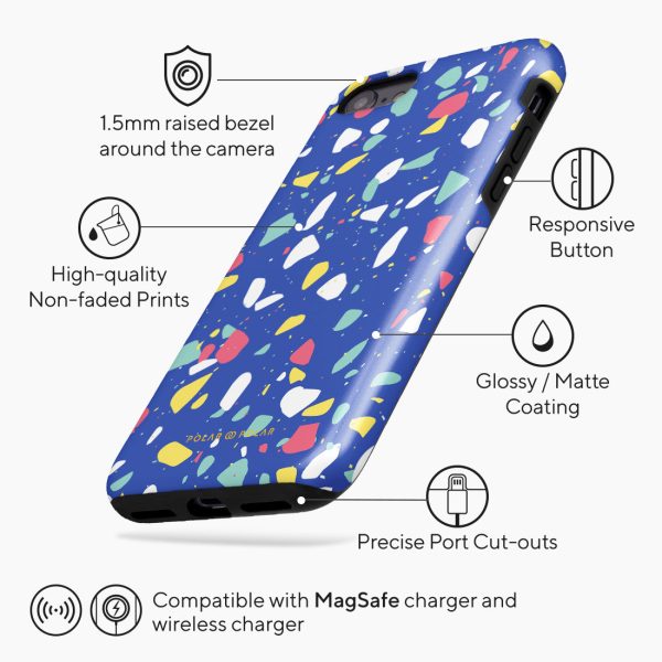Royal Blue Terrazzo Custom - iPhone SE3   SE2   8   7 Case Hot on Sale - Image 4
