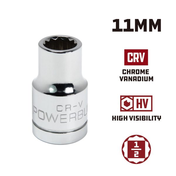 1 2 Inch Drive x 11 MM 12 Point Shallow Socket Cheap - Image 2