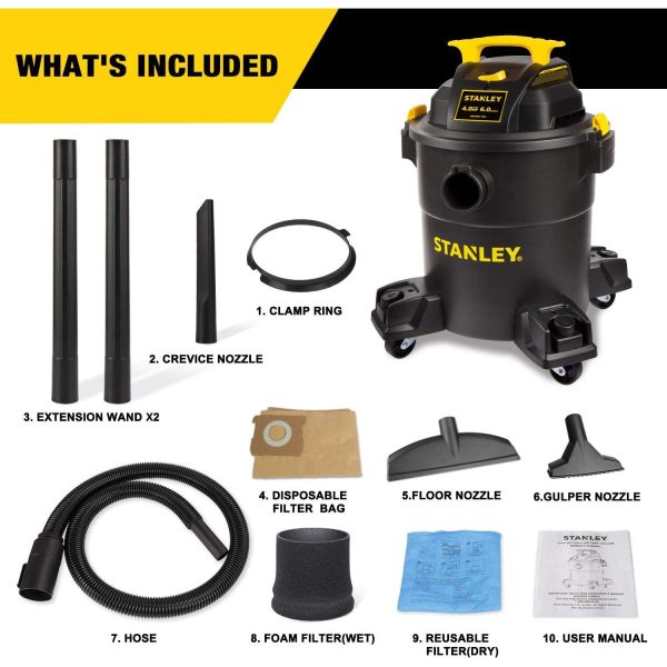 Stanley - SL18116P 6 Gallon wet dry vacuum - black Hot on Sale - Image 2
